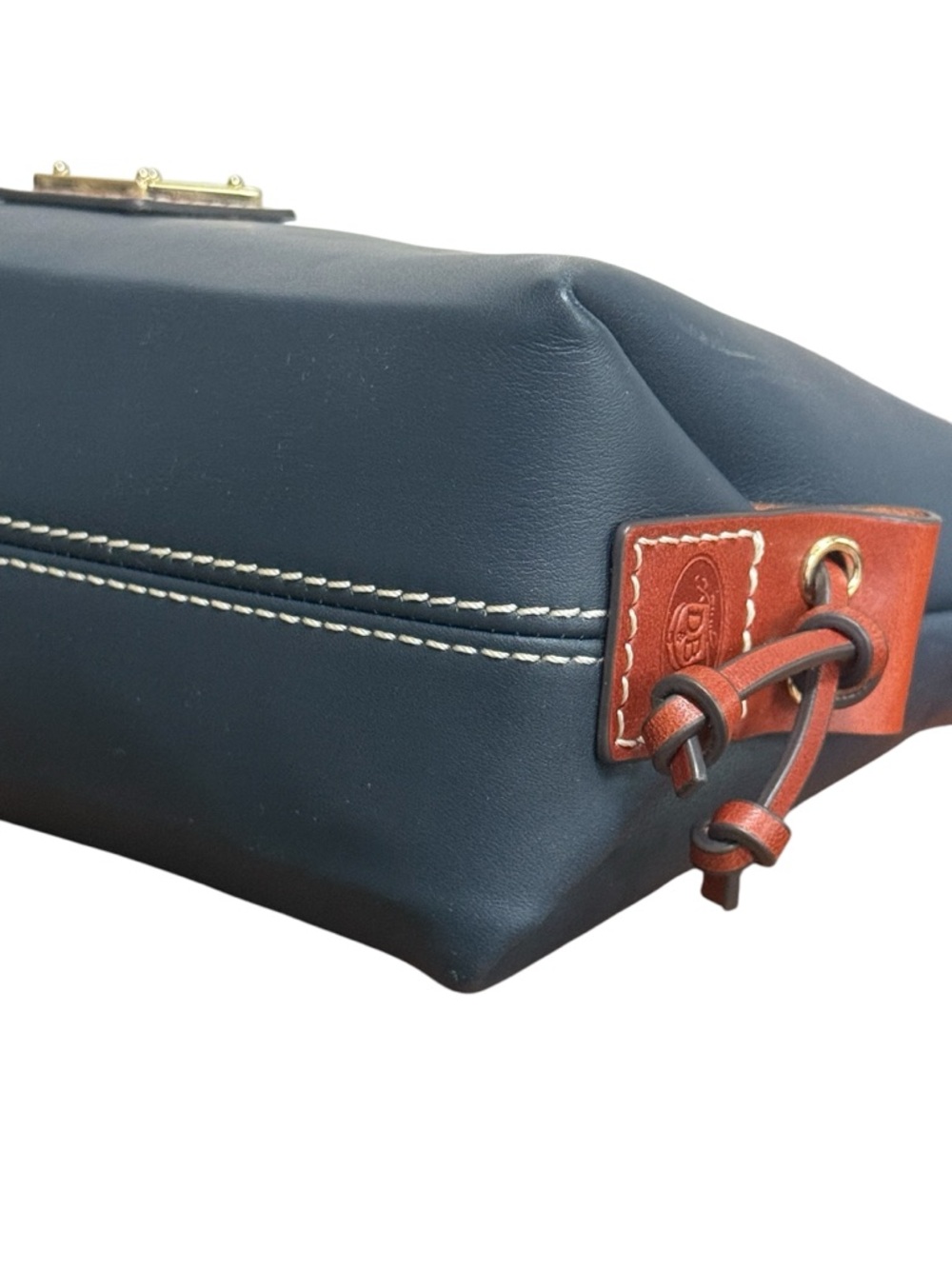 Dooney & Bourke Penrose Navy Leather Crossbody with Brown Trim and Gold Hardware - Picture 6 of 15